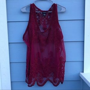 Plus Size Dark Red Tank Top